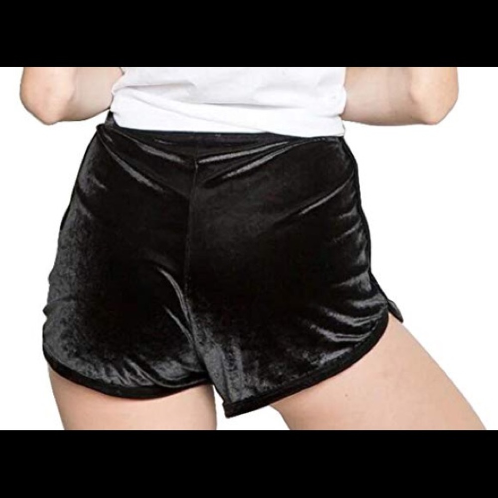 Black velvet shorts